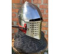 Elmo Barbuta In Acciaio 16 Gage Armatura Medievale In Maglia