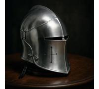 Elmo Barbuta Medievale Con Visiera In Acciaio 18g Armatura Da Cavaliere