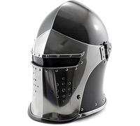 Elmo da barbuta medievale vichingo da cavaliere | Elmo da cavaliere romano con visiera nera in nero Armatura SCA LARP Replica Costume di Halloween con rivestimento interno - Nautical Replica Hub