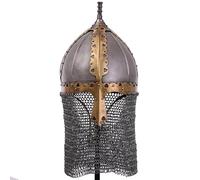 Elmo da cavaliere medievale russo e centroasiatico con cotta di maglia | Replica autentica di elmo indossabile for rievocazione storica, LARP ed esposizione