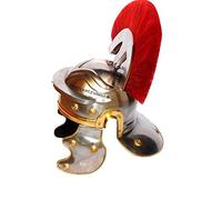 Elmo da Centurione Romano Medioevale per Costume da Ufficiale di Cavaliere con Piuma Rossa