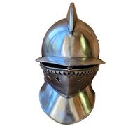 Elmo medievale da cavaliere color borgogna con visiera incernierata - Replica di armatura integrale indossabile for rievocazione storica, LARP e collezionisti - Testa d'acciaio(Double-sided armor)