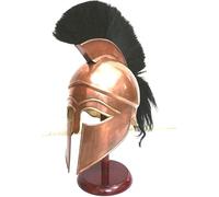 Elmo medievale greco spartano corinzio con piume nere antico casco armatura replica rustico vintage decorazione per la casa regali