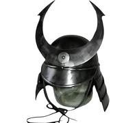 Elmo medievale Samurai 18GA Knight replica LARP armatura giapponese casco argento lucido