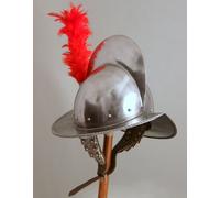 Elmo Morione Spagnolo Medievale In Acciaio Per Larp Completo E Utilizzabile