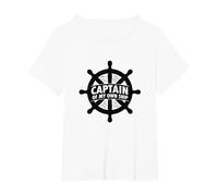 Elmo Nautico Capitano della Mia Nave Maglietta, Donna Plus-Size, Bianco, 2X