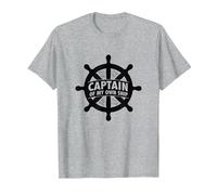 Elmo Nautico Capitano della Mia Nave Maglietta, Uomo, Grigio Melange, M