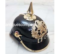 Elmo Pickelhaube Hessen Tedesco WW1 E WWI Replica In Pelle Nera Prussiana