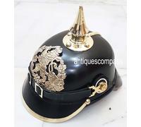 Elmo Pickelhaube Hessen Tedesco WW1 E WWI Replica In Pelle Nera Prussiana
