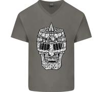 Elmo Teschio Medievale Fantasy Cavaliere Uomo V-Neck Maglietta In Cotone