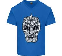 Elmo Teschio Medievale Fantasy Cavaliere Uomo V-Neck Maglietta In Cotone