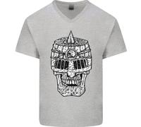 Elmo Teschio Medievale Fantasy Cavaliere Uomo V-Neck Maglietta In Cotone