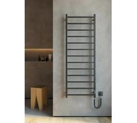 Elna Design Scaldasalviette Nero - 288W - 1470x530mm - Elettrico con Timer e Termostato - Design Opaco Premium - Acciaio Inossidabile - IP44 - Per Hotel & Bagno di lusso - Montaggio a parete