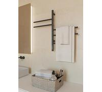 Elna® Scaldasalviette Elettrico Nero Opaco 62x40 cm, 57W - Scaldasalviette in Acciaio Inox 304 con Timer e Termostato, IP44 - 4 Bracci Orientabili 180°, Montaggio a Parete