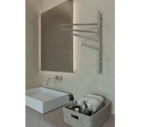 Elna® Scaldasalviette Elettrico Сromo 60x40 cm, 45W - Scaldasalviette in Acciaio Inox 304 con Timer e Termostato, IP44 - 4 Bracci Orientabili 180°, Montaggio a Parete