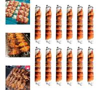 ELNQMONF Binari per pollo, forchetta per barbecue con ali di pollo, per grigliare ali di pollo, spiedini in metallo, spiedini in metallo, spiedini per barbecue, barbecue per picnic, campeggio (6 pezzi