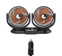 Elnwnnkc 12 V 360 gradi di rotazione per la testa ventilatore grande vento 2 ingranaggi ventilatore auto con interruttore per USB portatile oscillante flessibile portatile per scrivania silenzioso
