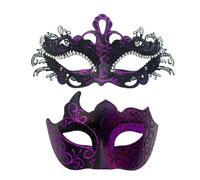 Elnwnnkc 2Pcs Venetians Styles Couple for Theme Parties Elegant Design with Detailed Carvings Lightweight Halloween Elegant Venetians Masquerade