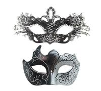 Elnwnnkc 2Pcs Venetians Styles Couple for Theme Parties Elegant Design with Detailed Carvings Lightweight Halloween Elegant Venetians Masquerade