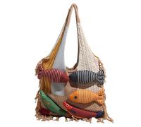 Elnwnnkc Borsa in maglia oversize con motivo patchwork alla Borsa multiuso per uso quotidiano Laptop Libri Cosmetici Pratica borsa per la spesa in poliestere