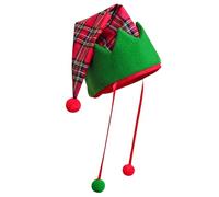 Elnwnnkc Cappello da elfo a quadri con pompon per tutte le età, accessorio per costume di Natale per feste di festa, regalo segreto di Babbo Natale, cappello per feste