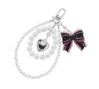 Elnwnnkc Portachiavi a forma di cuore, decorazione alla moda anni 2000, per uso quotidiano e regalo con fiocco per borsetta, borsa carina estetica per ragazze