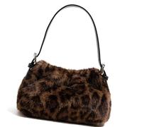 Elnwnnkc Pratica borsa con manico superiore sfocato leopardi borsa di grande capacità design ergonomico alla moda lavoro uso leopardi fuzzy pendolari borsa, Stampa leopardata