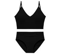 Elnwnnkc Reggiseno senza cuciture Set Mutandine a vita bassa Francese Donne Biancheria Intima Vestito Imbottito Reggiseni Set Backless Bralette Lingerie Biancheria Intima Donna Lingerie, Nero , M