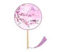 Elnwnnkc Ventaglio rotondo modello cinese classico in seta ventaglio a mano non pieghevole nappe Fan danza matrimonio ventilatore nappe seta Fan