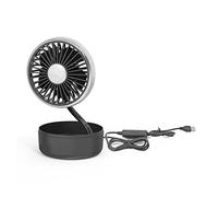 Elnwnnkc Ventilatore per auto da 5 W, regolabile, a 180°, a basso rumore, per auto, forte vento