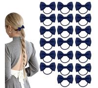 ELNX 20 Pezzi Accessori per Capelli Blu con Fiocchi Scrunchies | Elastici per Capelli Blu Navy per Bambine, Ragazze e Donne Scuola e Tempo Libero