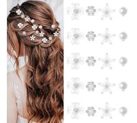 ELNX 20fermagliopercapello a Forma di Fiore, Minifermaglio a Forma di Fiore con Strass di Cristallo Scintillante, Piccole Forcine per Capelli(Bianco)