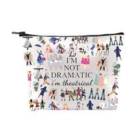 ELNX Borsa per Trucco Broadway Musical, I'M Not Dramatic I'M Theatrical, Regalo per Amanti del Teatro e Musical, Beauty Case da Viaggio con Cerniera, Bianco