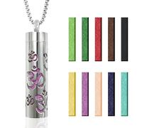 ELNX Collana Diffusore Olio Essenziale, Pendente per Aromaterapia in Acciaio Inossidabile con 10 Tamponi Profumati, Gioielli Regalo per Donna e Uomo (04)