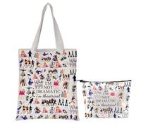 ELNX Set da 2 Pezzi Borsa Tote e Beauty Case Broadway Musical, I'm Not Dramatic I'm Theatrical Regali per Appassionati di Teatro e Musical, Pochette con Cerniera, Bianco