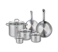 ELO 9504350 - Set di 2 padelle da forno 24 e 28 cm e 4 pentole, 12, 16, 20 e 26 cm, Elo Profi Citrino, acciaio inox, induzione