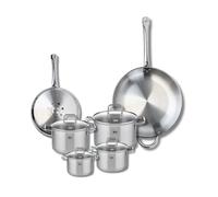 ELO 9507150 - Set di 2 padelle da cucina, 24 e 32 cm, con 4 pentole, 12, 14, 16 e 20 cm, Elo Profi Citrino, inox, induzione