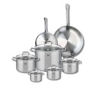 ELO 9507650 - Set di 2 padelle da forno Elo Profi, 24 e 32 cm, 5 pentole, 12, 14, 16, 20 e 26 cm, colore: Citrino, acciaio inox, induzione
