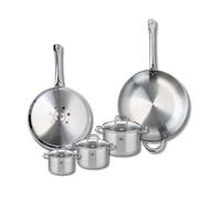 ELO 9509250 - Set di 2 padelle da forno 28 e 32 cm e 3 pentole, 12, 14 e 16 cm, Elo Profi Citrino, acciaio inox, induzione