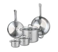 ELO 9509950 - Set di 2 padelle da forno 28 e 32 cm e 3 pentole, 14, 16 e 26 cm, Elo Profi Citrino, acciaio inox, induzione