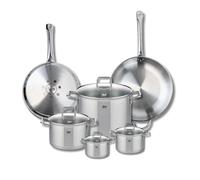 ELO 9510450 - Set di 2 padelle da forno 28 e 32 cm e 4 pentole, 12, 14, 20 e 26 cm, Elo Profi Citrino, acciaio inox, induzione