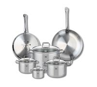 ELO 9510550 - Set di 2 padelle da forno 28 e 32 cm e 4 pentole, 12, 16, 20 e 26 cm, Elo Profi Citrino, acciaio inox, induzione