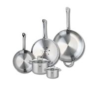 ELO 9511450 - Set di 3 padelle da cucina, 24, 28 e 32 cm e 2 pentole, 12 e 16 cm, Elo Profi Citrino, acciaio inox, induzione
