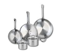 ELO 9511750 - Set di 3 padelle da cucina, 24, 28 e 32 cm e 2 pentole, 14 e 16 cm, Elo Profi Citrin, acciaio inox, induzione