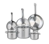 ELO 9513250 - Set di 3 padelle da cucina, 6 pezzi, 24, 28 e 32 cm, 3 pentole, 16, 20 e 26 cm, in acciaio inox, induzione