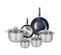ELO 9727750 - Set di 2 padelle da forno Elo Prima lucido, 20 e 28 cm, 4 pentole, 14, 16, 20 e 24 cm, in acciaio inox, induzione