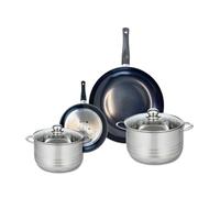 ELO 9729350 - Set di 2 padelle 20 e 32 cm e 2 padelle 20 e 24 cm Elo Prima Lucidante, acciaio inox, induzione 9729350