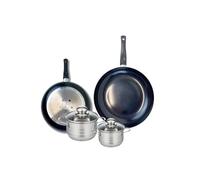ELO 9731550 - Set di 2 padelle da forno con 2 padelle da 24 e 28 cm e 2 pentole, 12 e 14 cm, Elo Prima lucido, acciaio inox, induzione