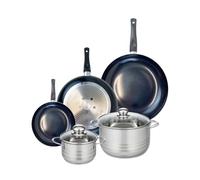 ELO 9747550 - Set di 3 padelle da cucina, 20, 28 e 32 cm e 2 padelle 14 e 20 cm Elo Prima Lucidante, acciaio inox, induzione 9747550