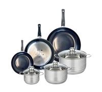ELO 9748850 - Set di 3 padelle da cucina, 20, 28 e 32 cm e 3 pentole, 14, 20 e 24 cm, in acciaio inox, induzione
